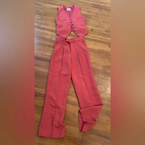 ZARA 🍂 2 piece 🧡New Linen pants. & Vest🍁 - Picture 1 of 7